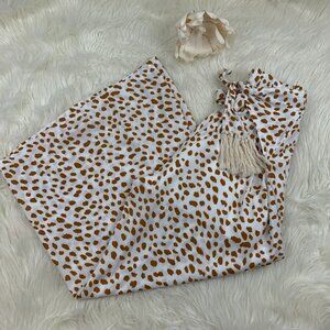 C+D+M Spotted/Polka Dot Wide Leg/Palazzo Pants With Tie Front Tassel Detail M